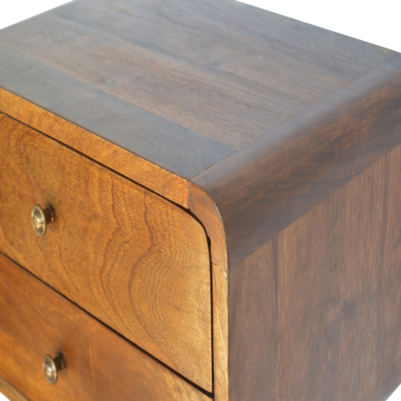 Solid Wood Curved Chestnut Floating Wall Mounted Bedside