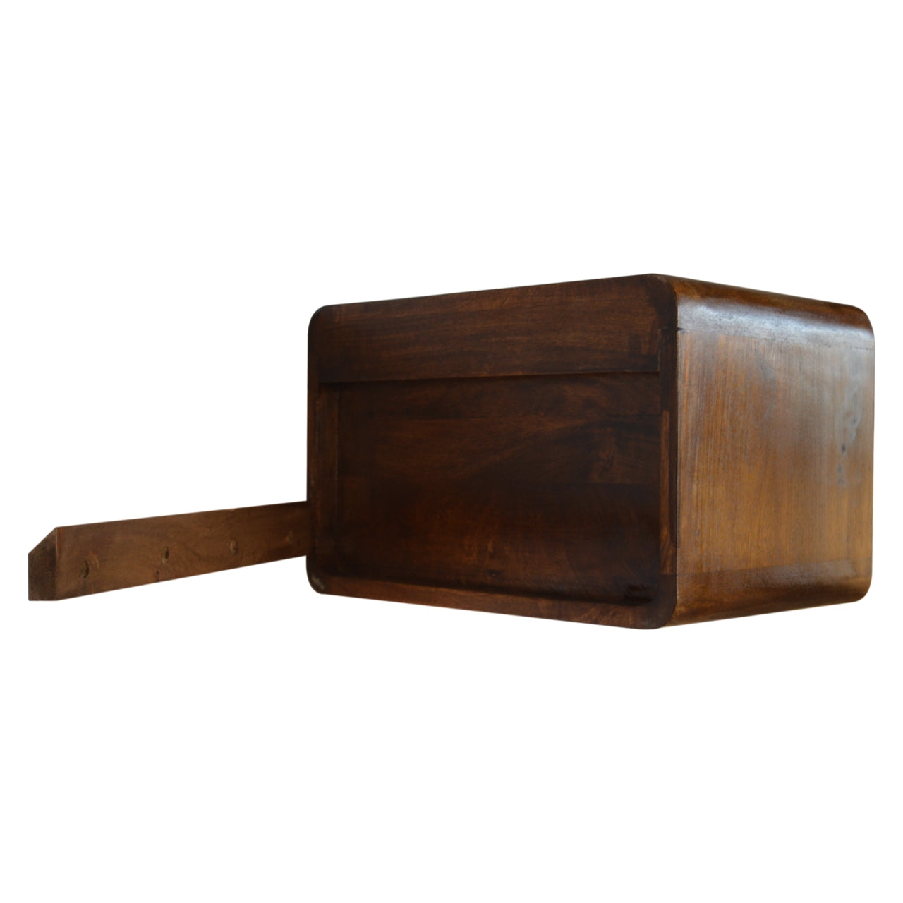 Solid Wood Curved Chestnut Floating Wall Mounted Bedside
