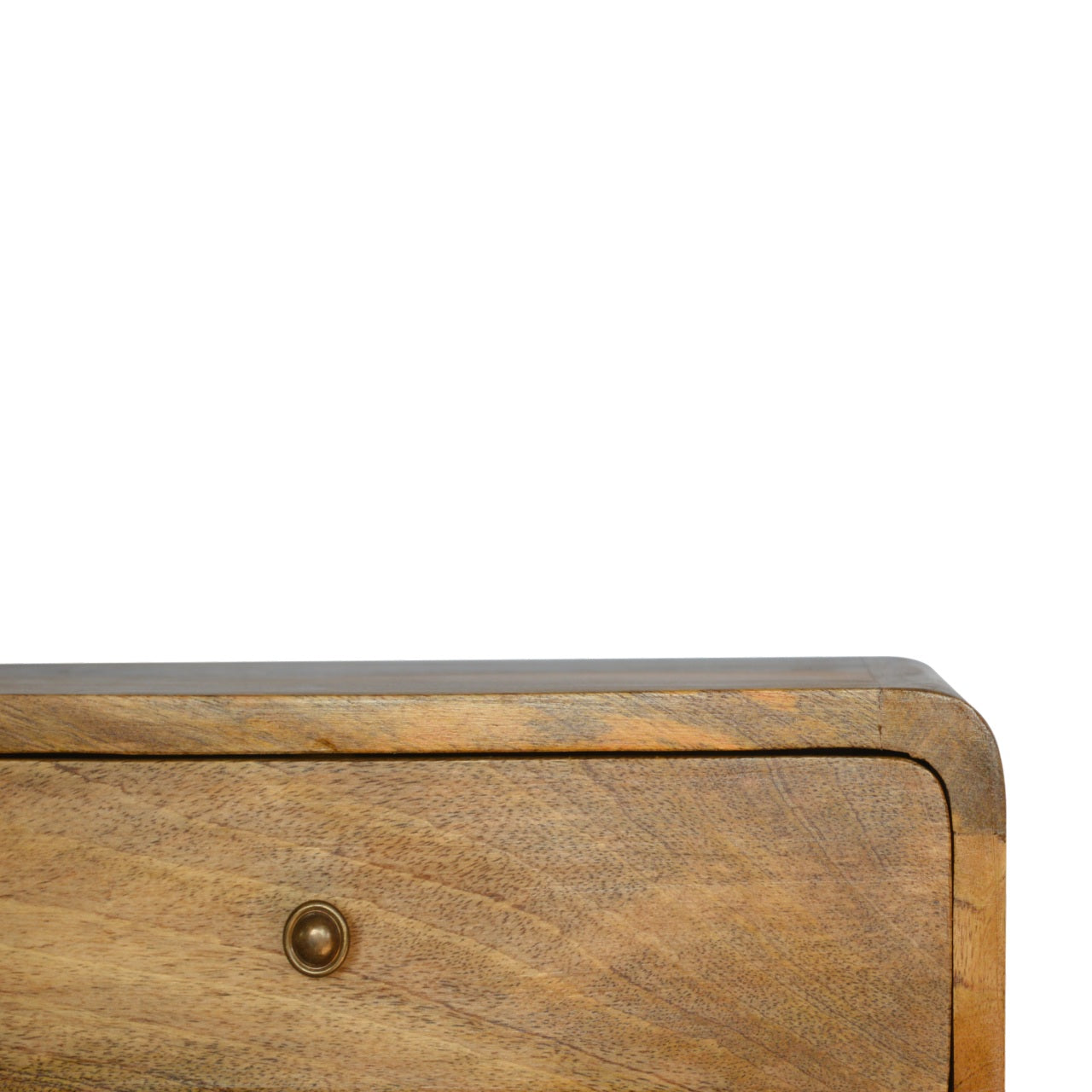 Solid Wood Curved Oak ish Wall Mounted Bedside with Open Slot