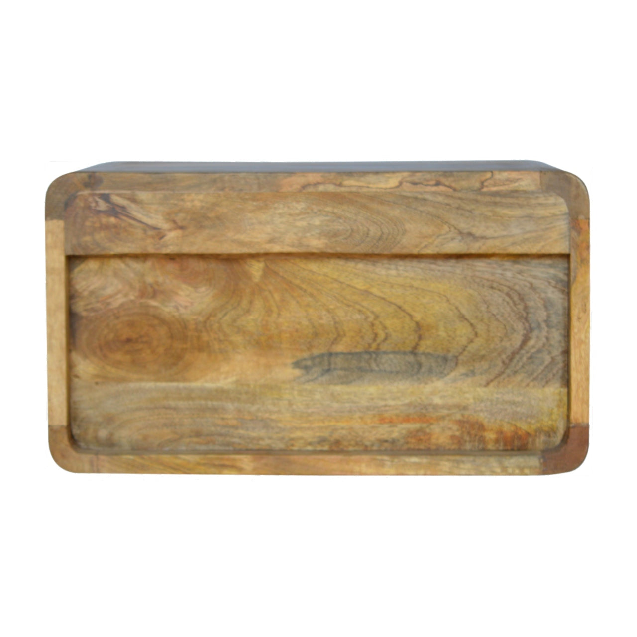 Solid Wood Curved Oak ish Wall Mounted Bedside with Open Slot