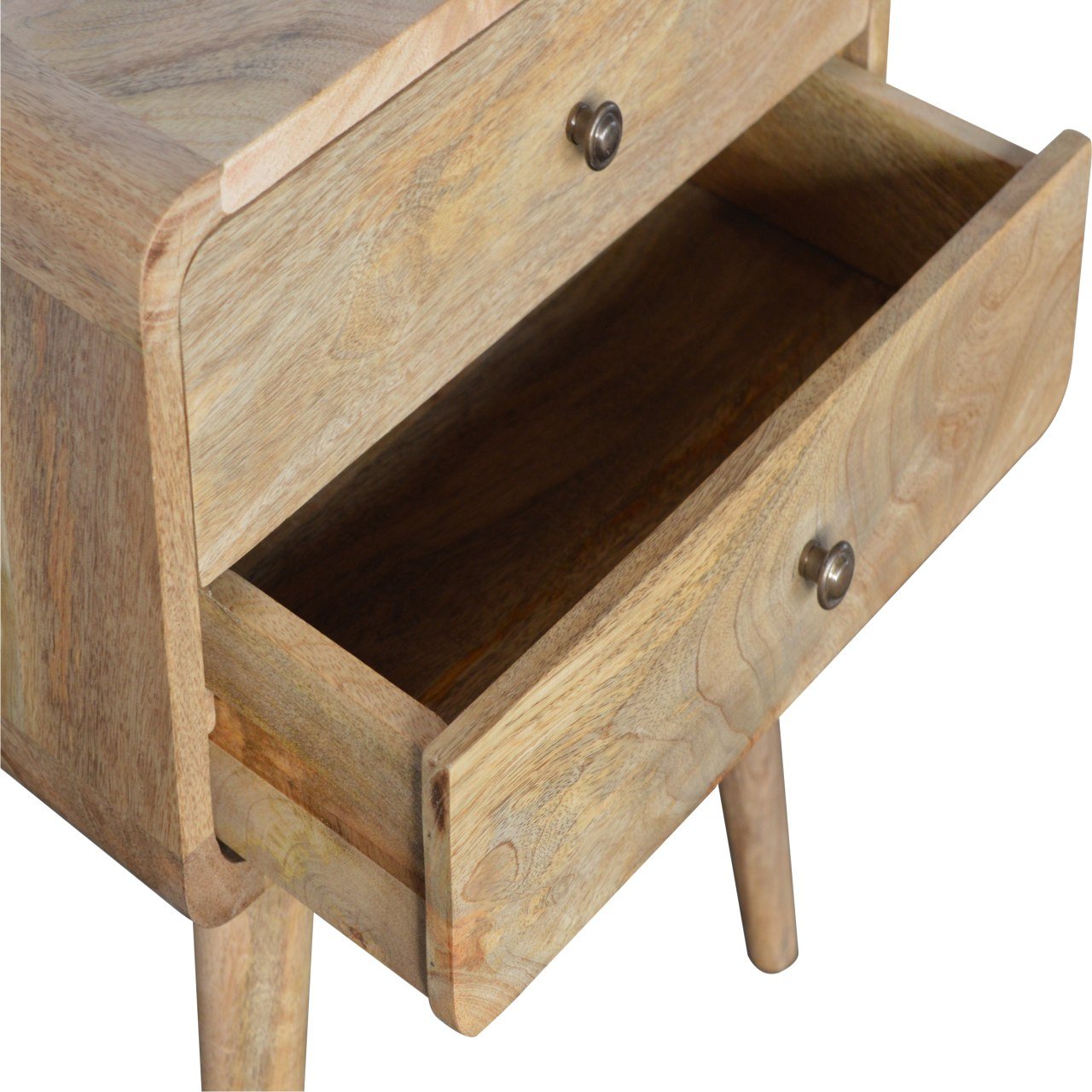 scandinavian style 2 drawer bedside table in pale solid wood