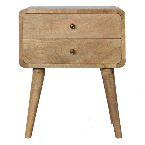scandinavian style 2 drawer bedside table in pale solid wood