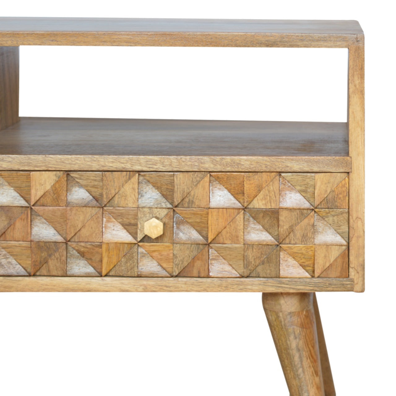 Solid Wood Diamond Carved Light Design TV Stand with 2 Drawers