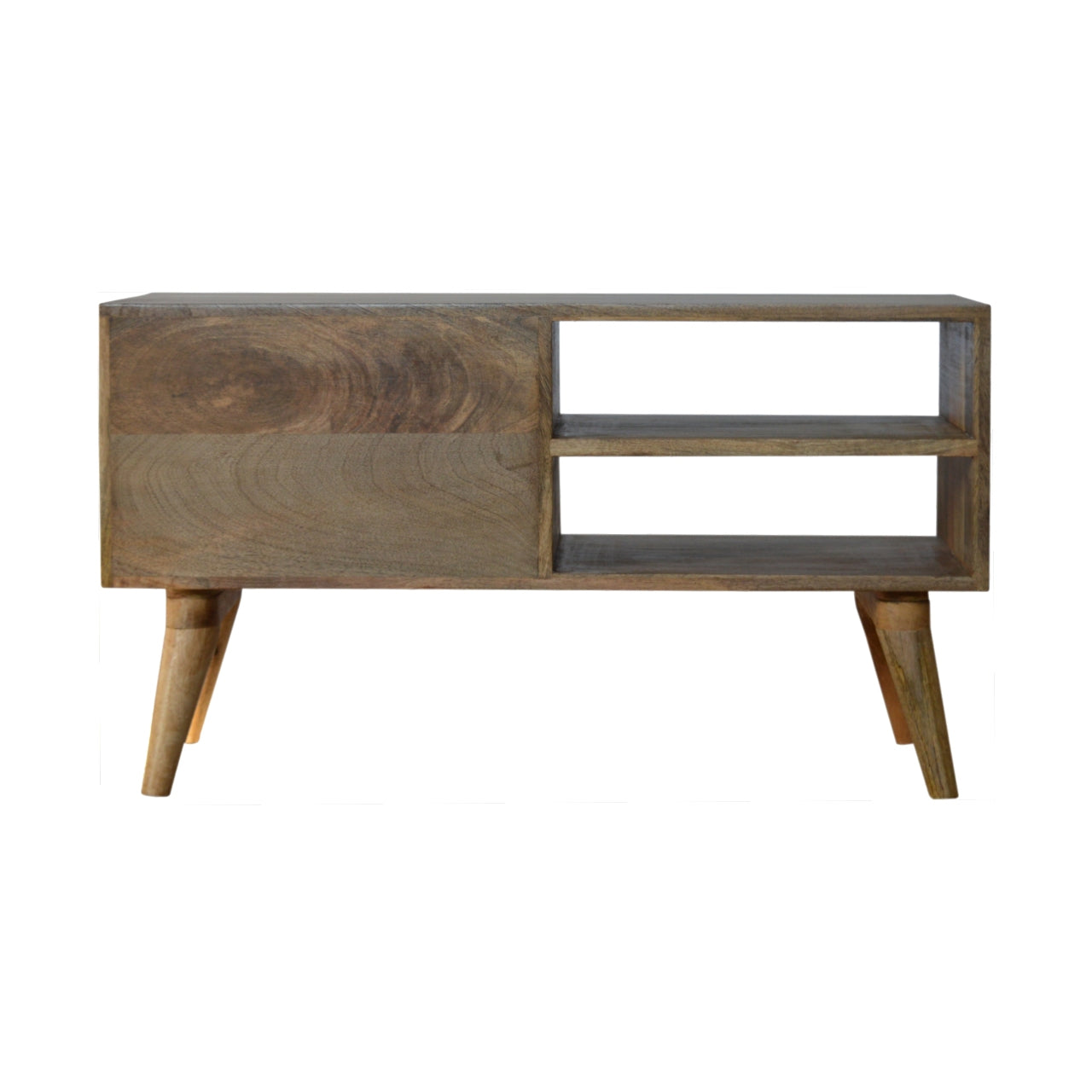 Solid Wood Diamond Carved Light Design TV Stand with 2 Drawers