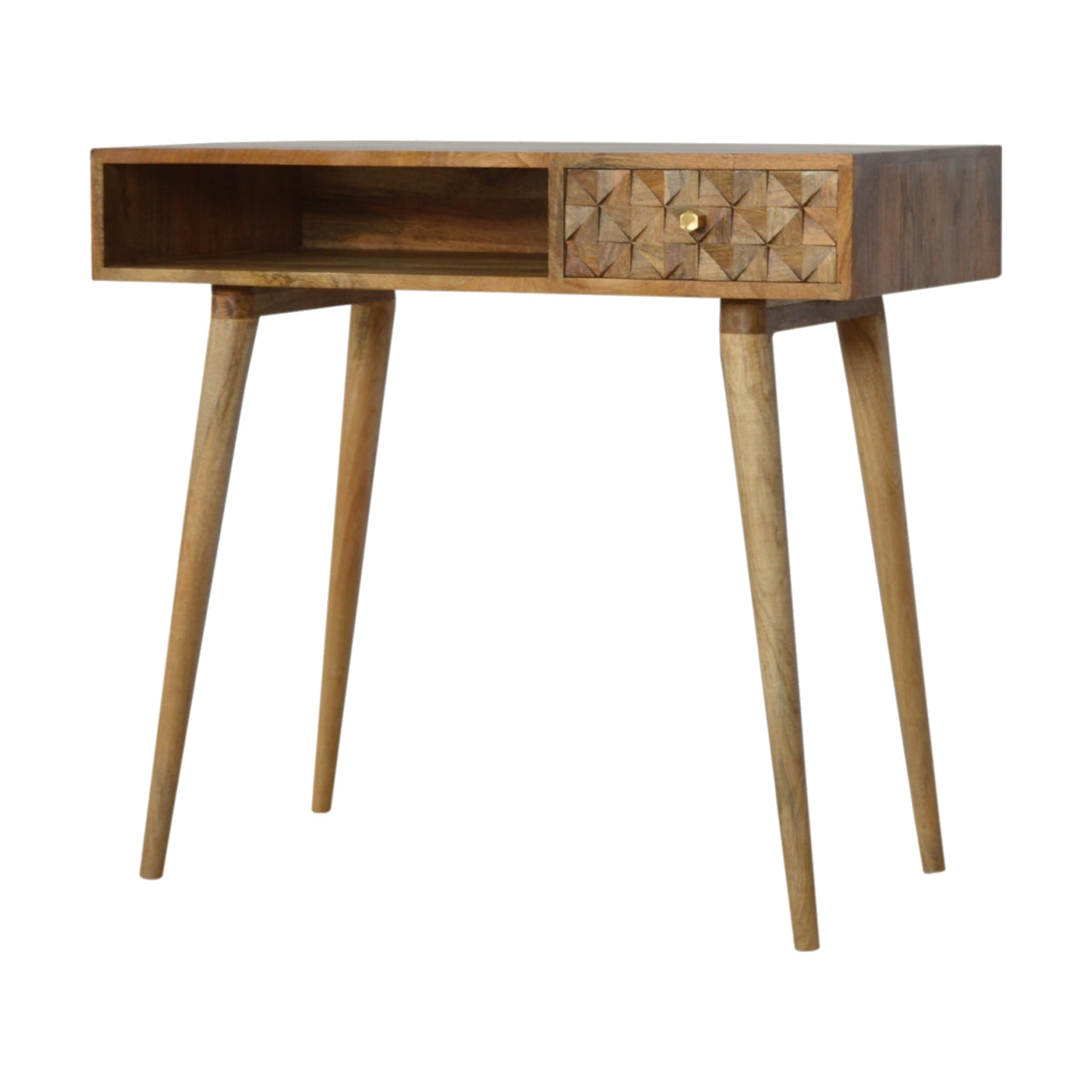 Solid Wood Diamond Carved Writing Desk