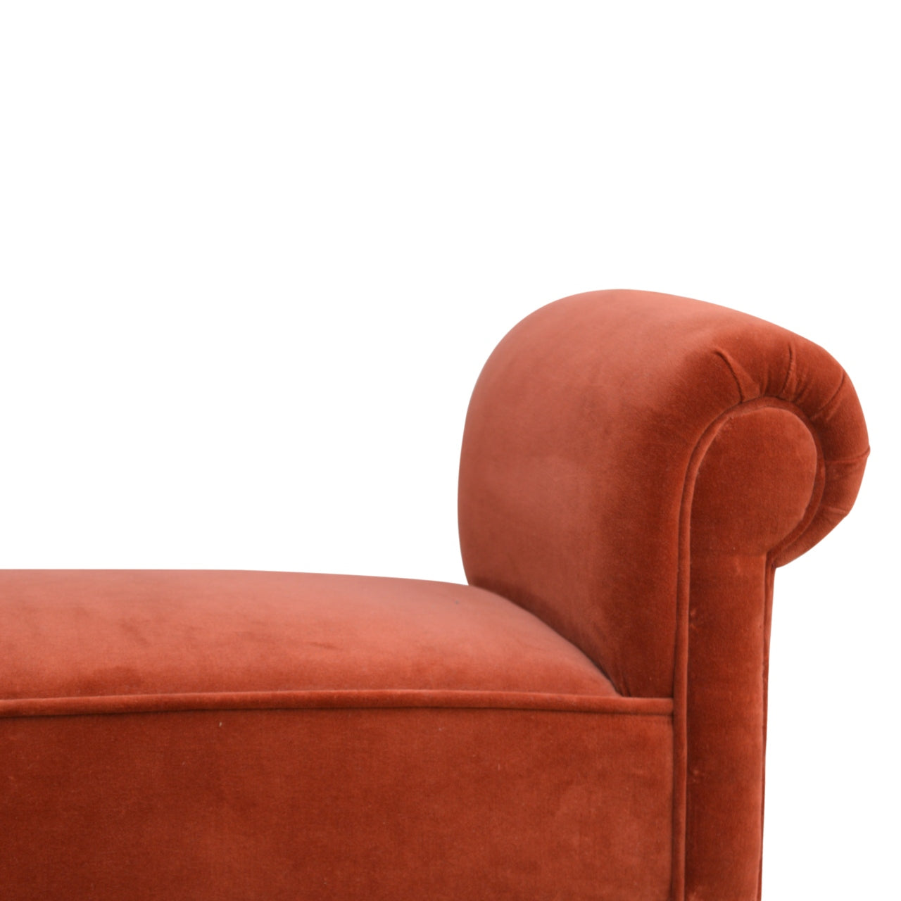 bench in brick red velvet