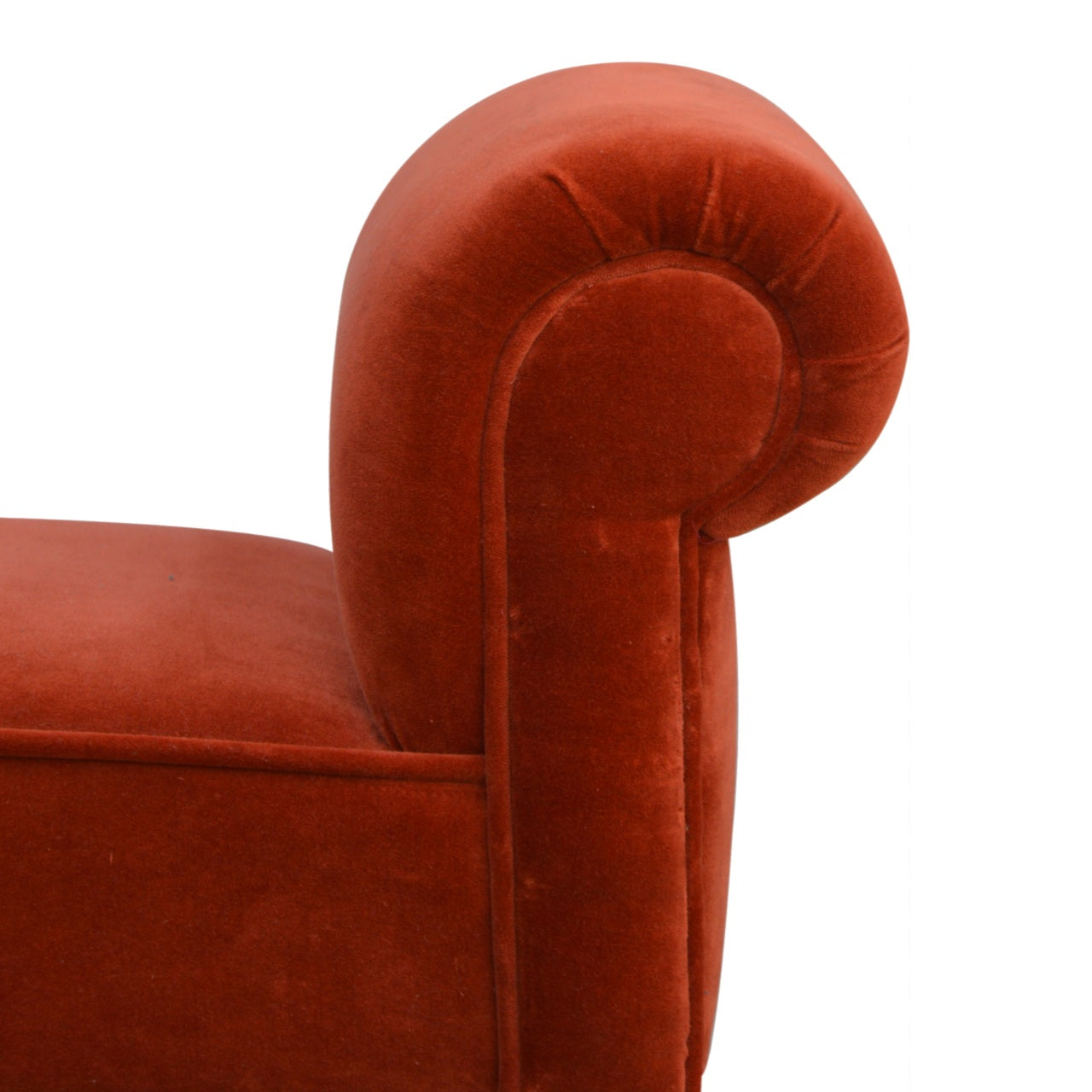 bench in brick red velvet