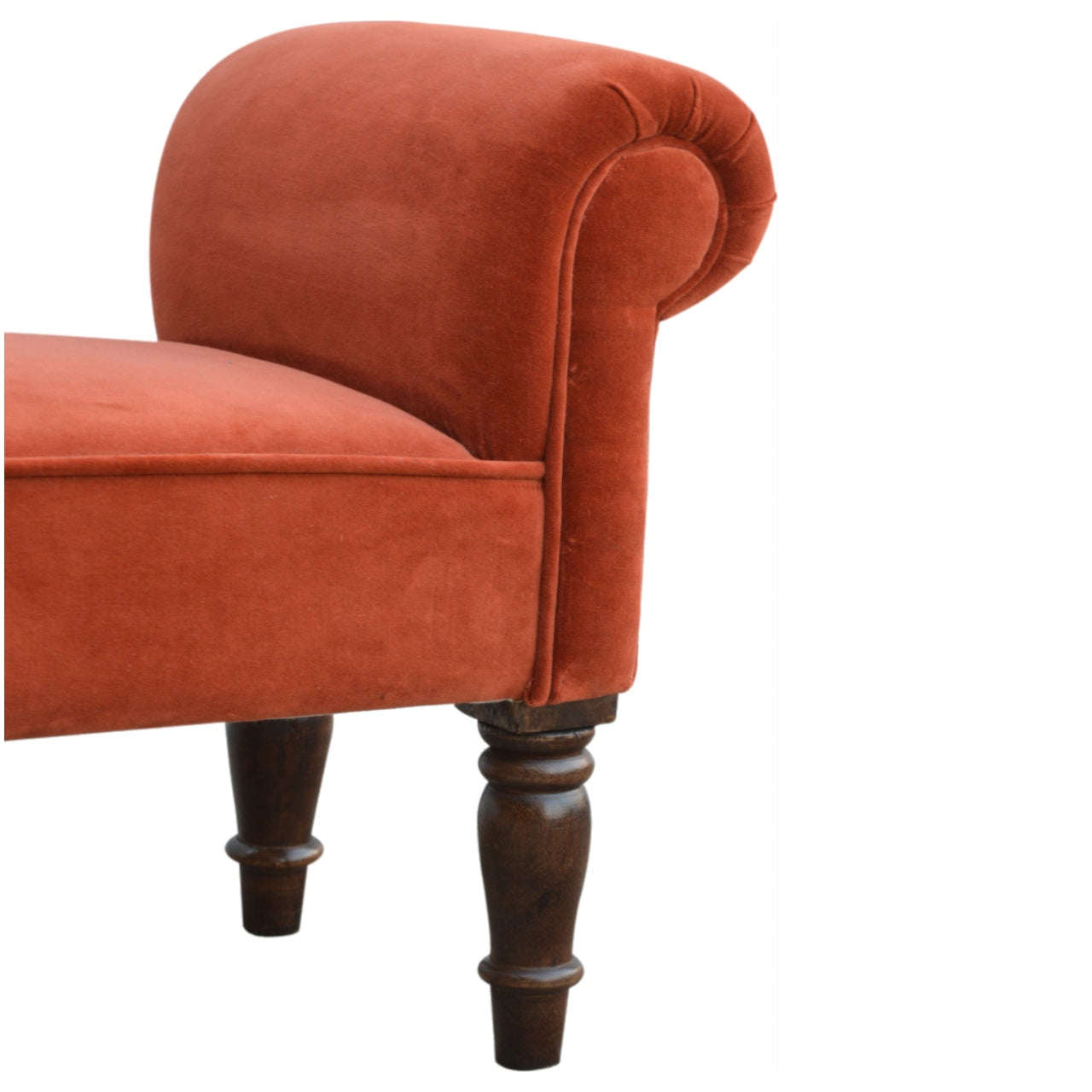 bench in brick red velvet