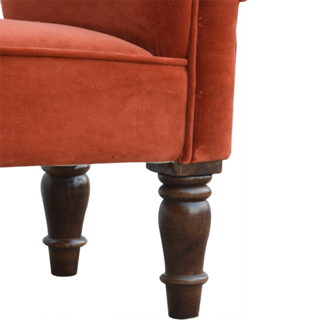 bench in brick red velvet