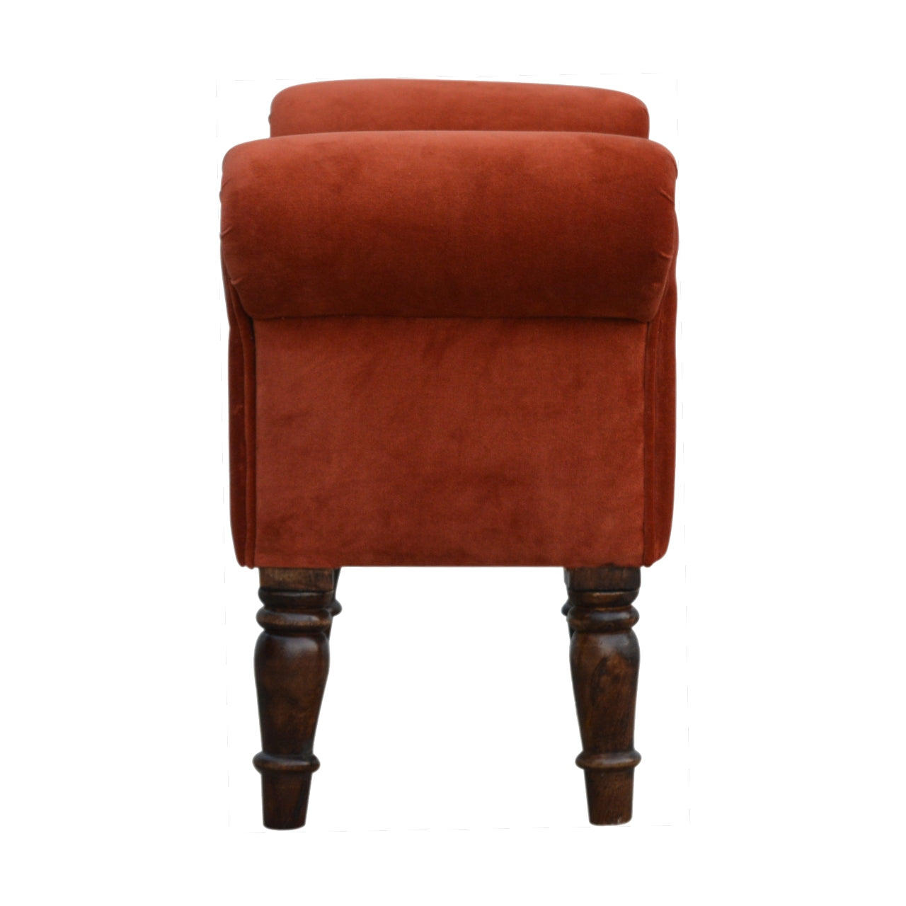 bench in brick red velvet