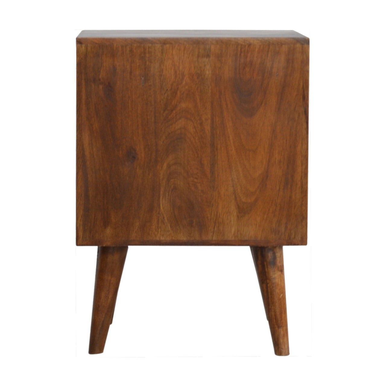 Solid Wood 2 Drawer Chestnut Cube Carved Bedside