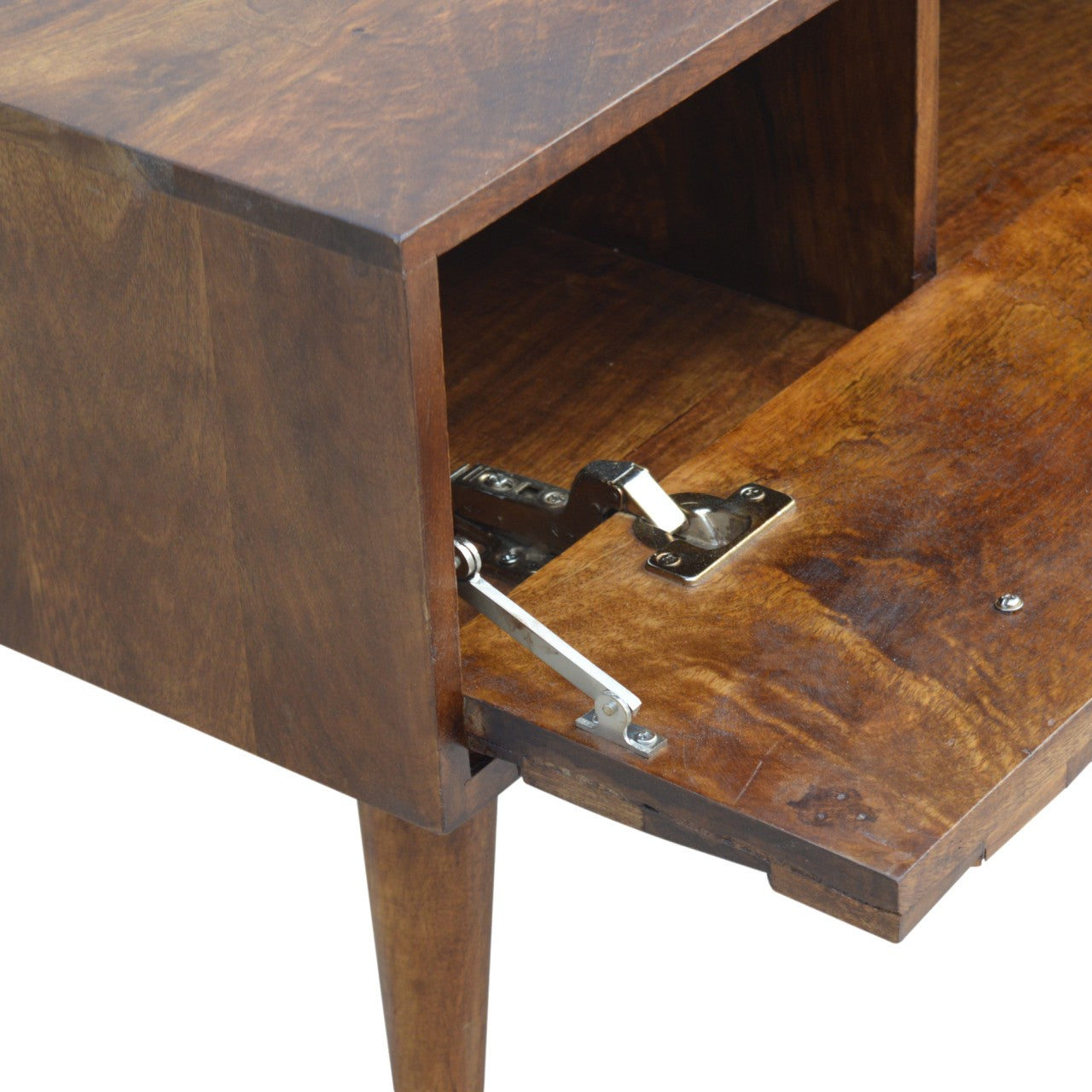 Solid Wood Chestnut Diamond Carved Storage Hallway Bench