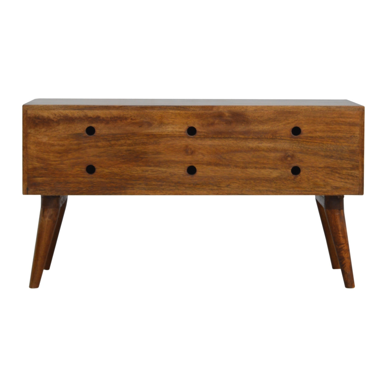Solid Wood Chestnut Diamond Carved Storage Hallway Bench