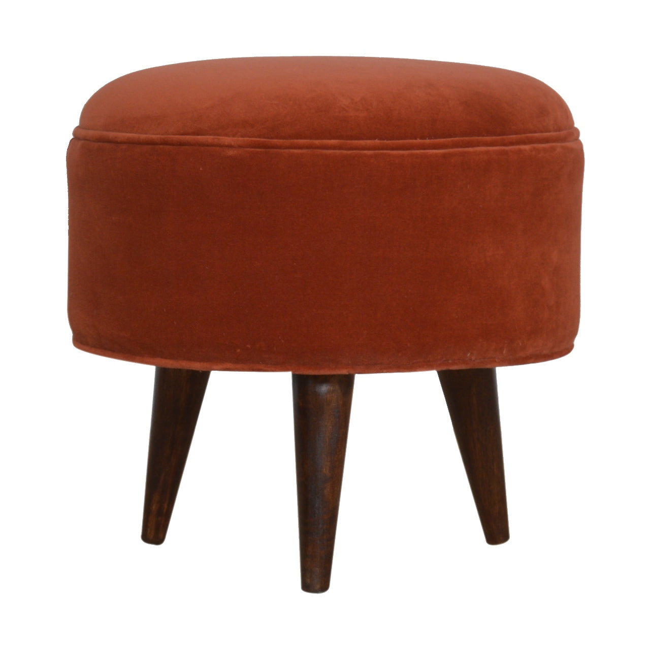 Solid Wood Brick Red Velvet Nordic Style Footstool