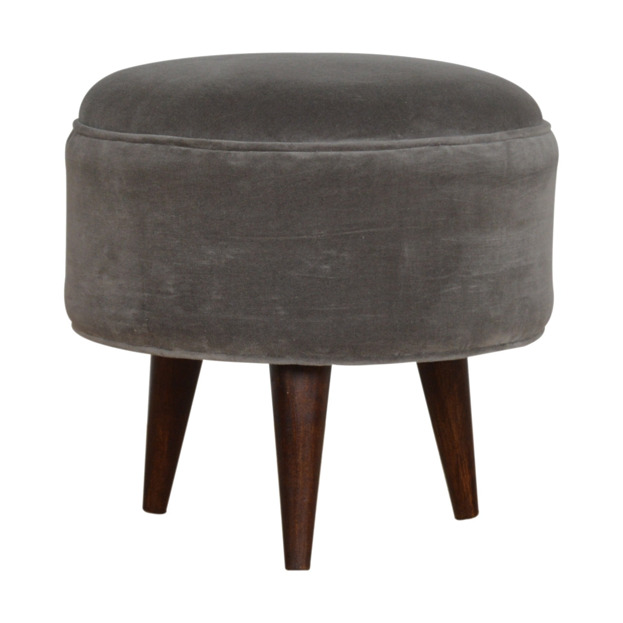 Solid Wood Grey Velvet Nordic Style Footstool