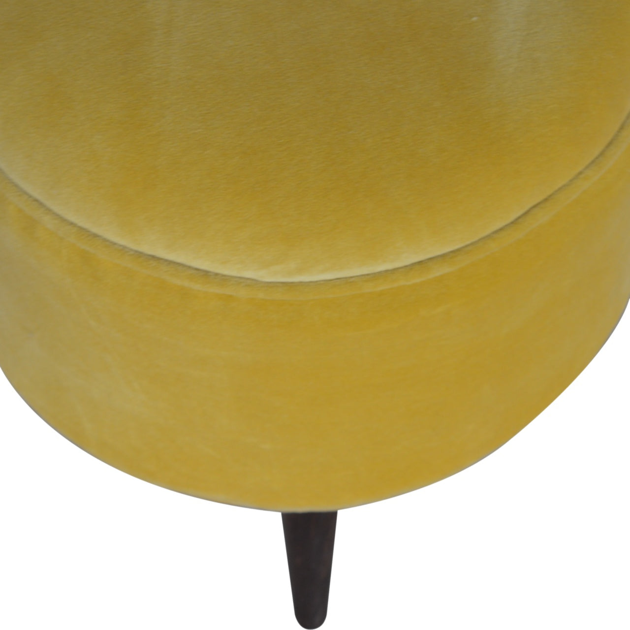 Solid Wood Yellow Cotton Velvet Footstool