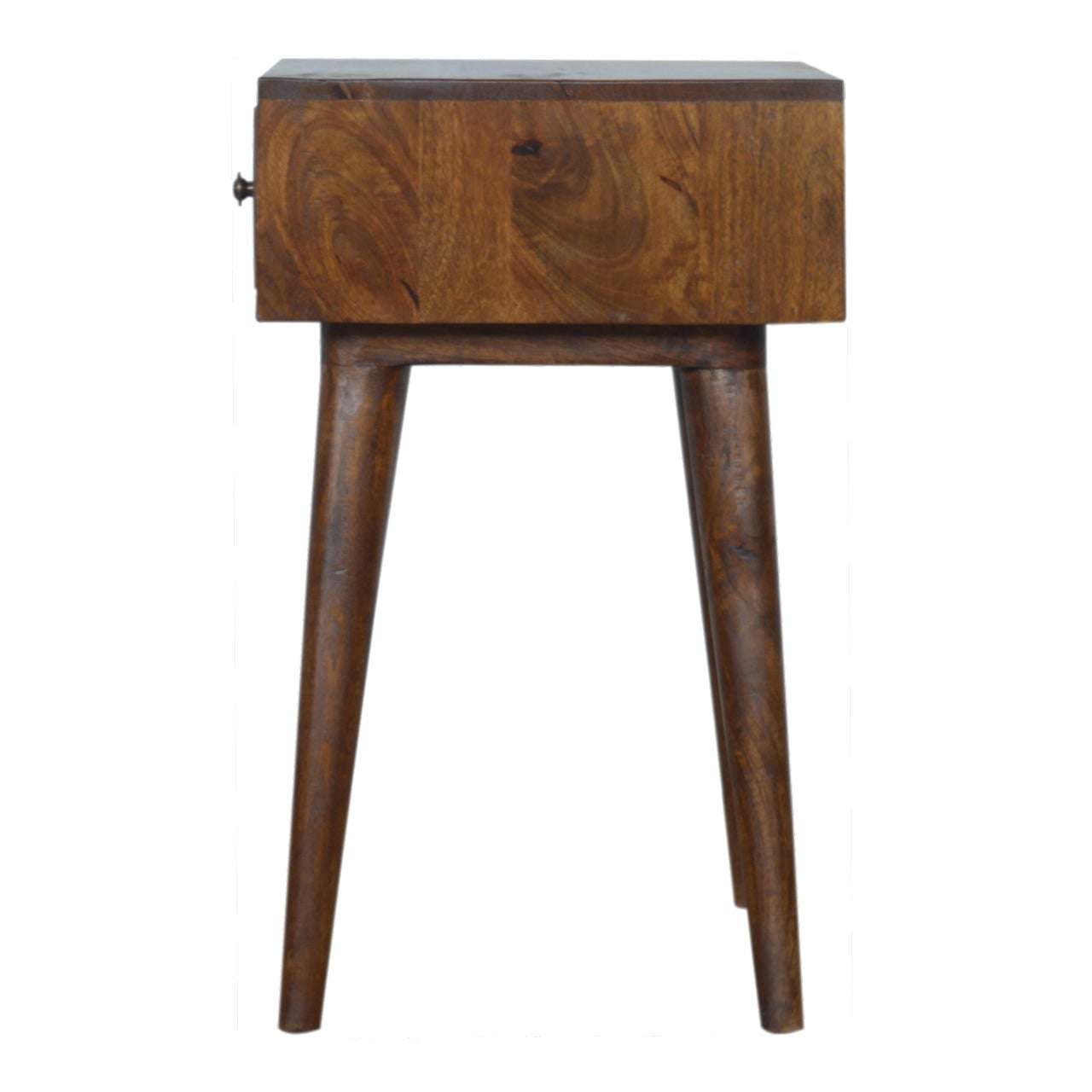 Solid Wood Geometric Brass Inlay Bedside