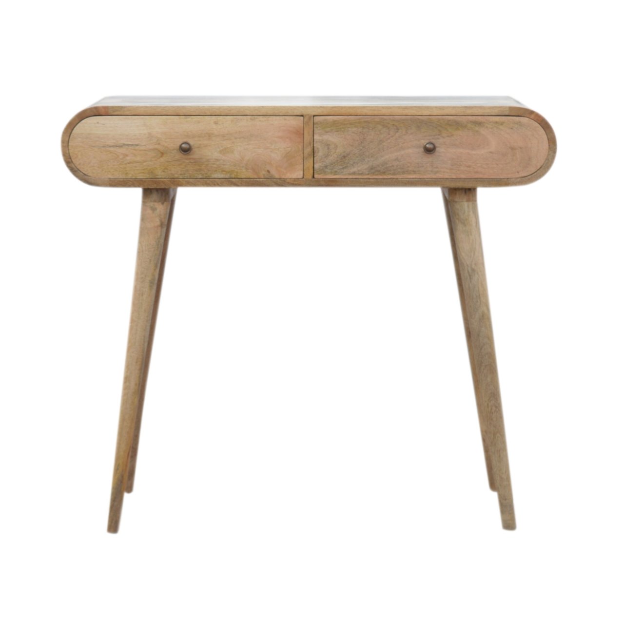 Solid Wood 2 Drawer Rounded Console Table