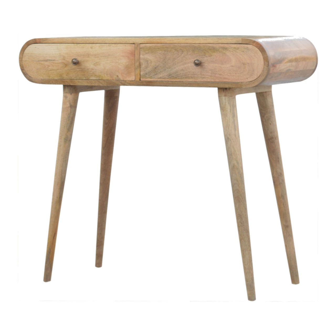 Solid Wood 2 Drawer Rounded Console Table