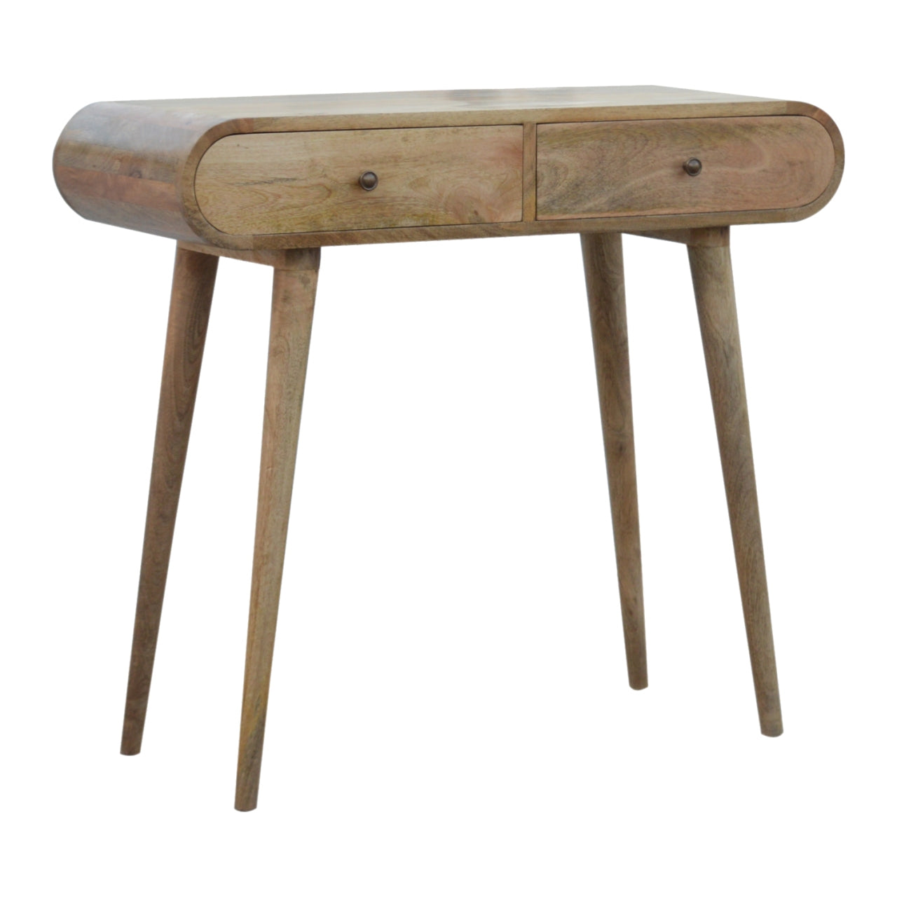 Solid Wood 2 Drawer Rounded Console Table