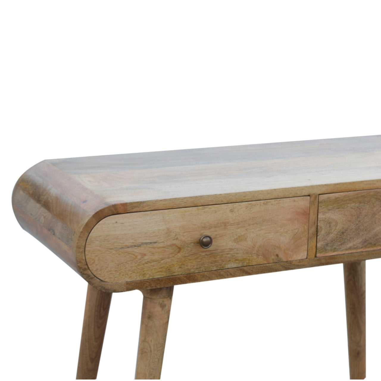 Solid Wood 2 Drawer Rounded Console Table