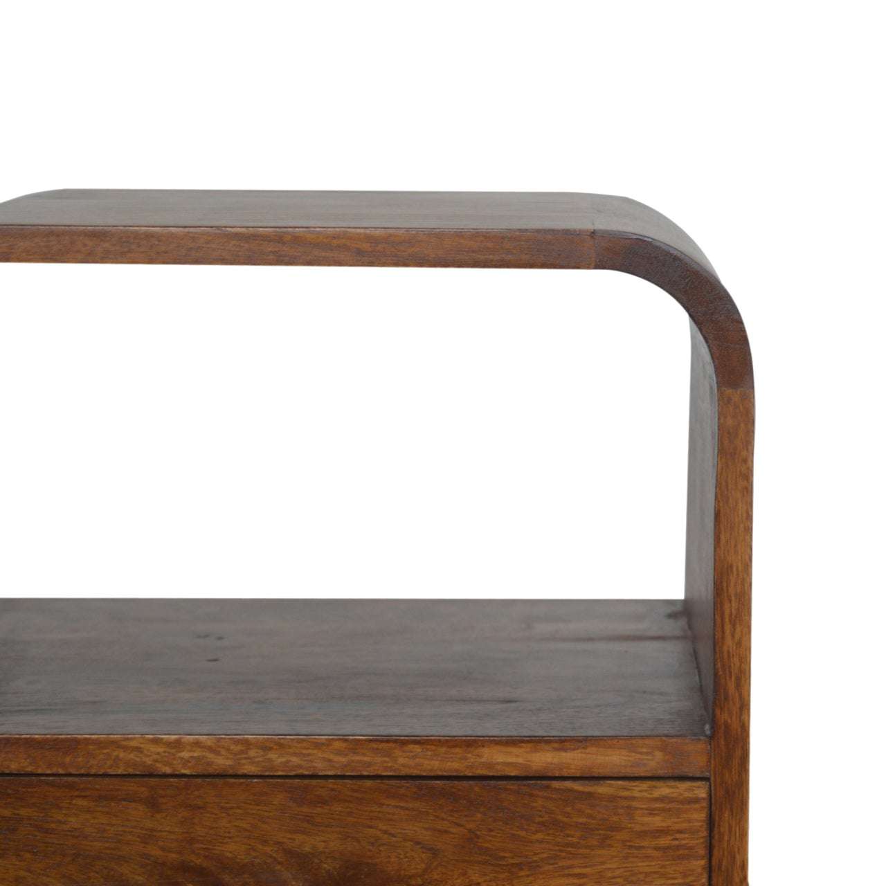 Solid Wood Chesnut Curved Edge Bedside with Drawer
