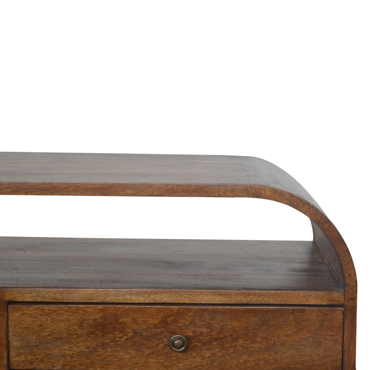 Solid Wood Chestnut Curved Edge TV Stand with 2 Drawers