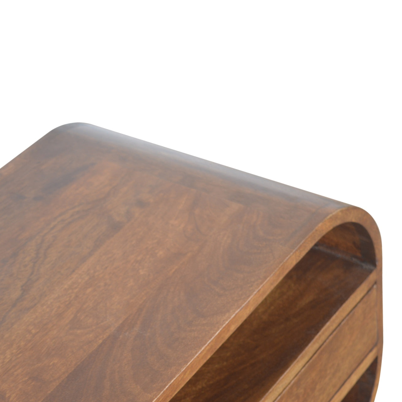 Solid Wood Chestnut Curved Edge TV Stand with 2 Drawers