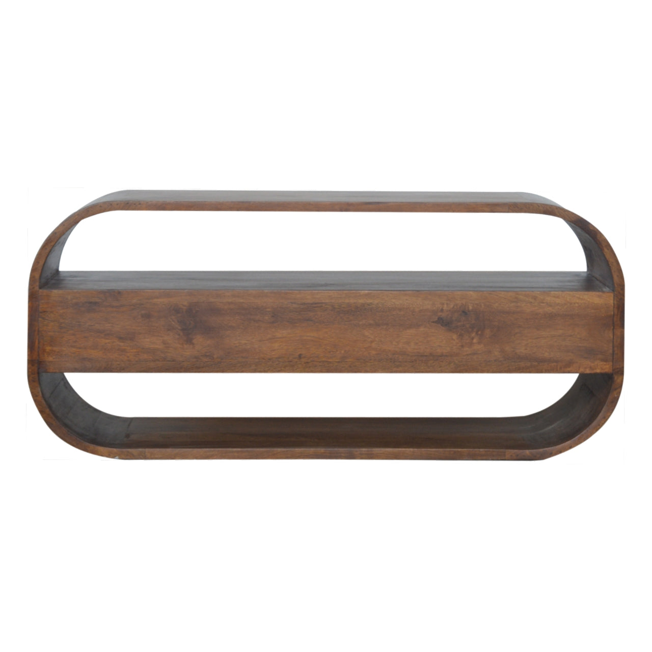 Solid Wood Chestnut Curved Edge TV Stand with 2 Drawers