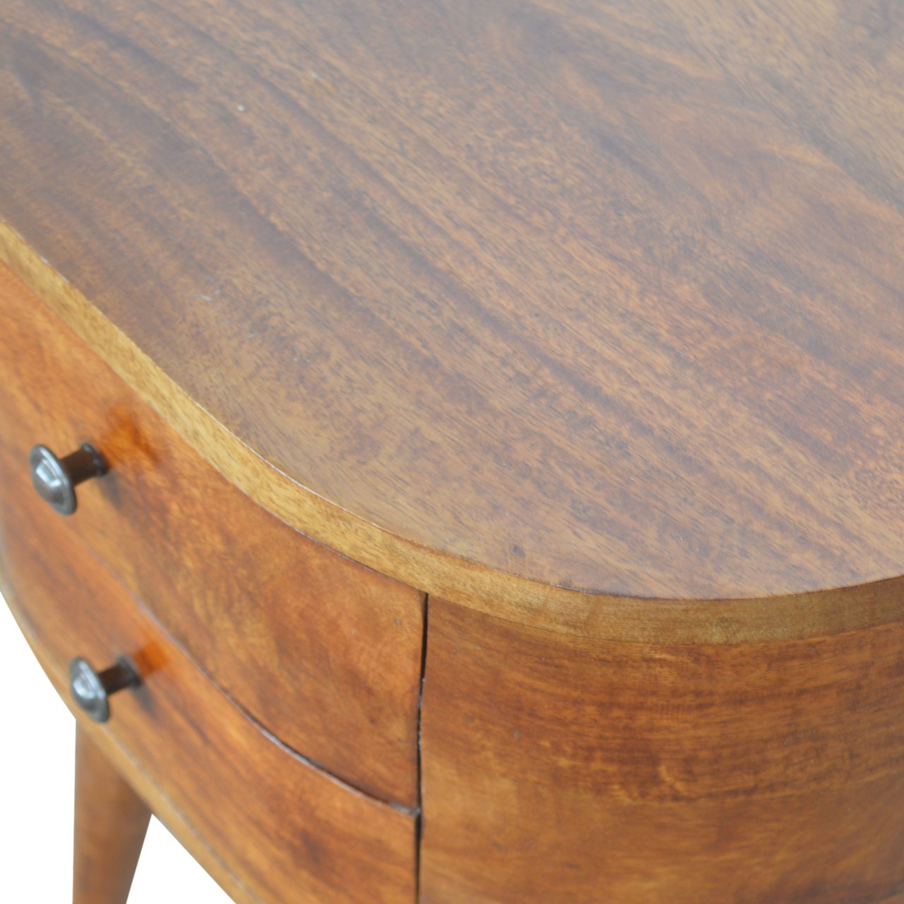 Solid Wood 2 Drawer Rounded Chestnut Bedside