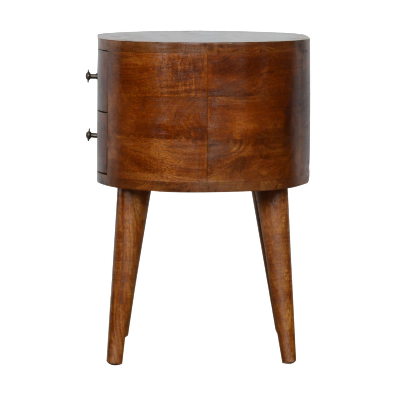 Solid Wood 2 Drawer Rounded Chestnut Bedside