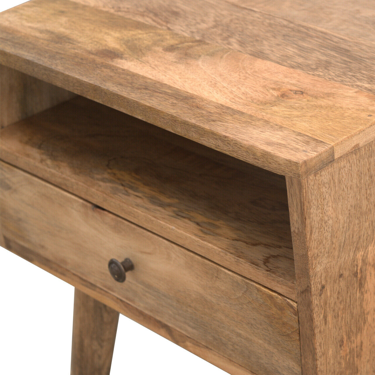Solid Wood Nordic Style Bedside with Drawer & Shelf
