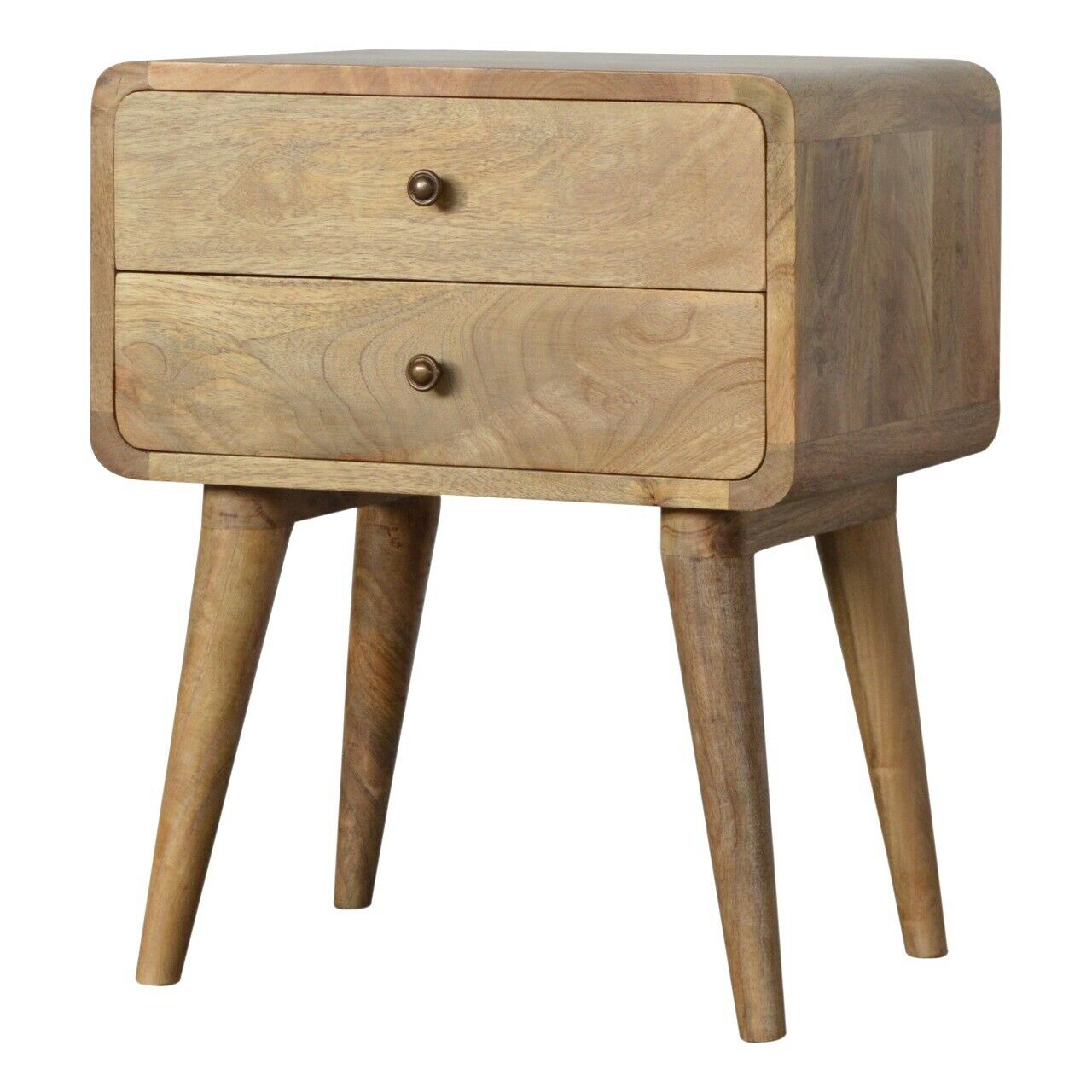 Solid Wood Scandinavian Style 2 Drawer Bedside