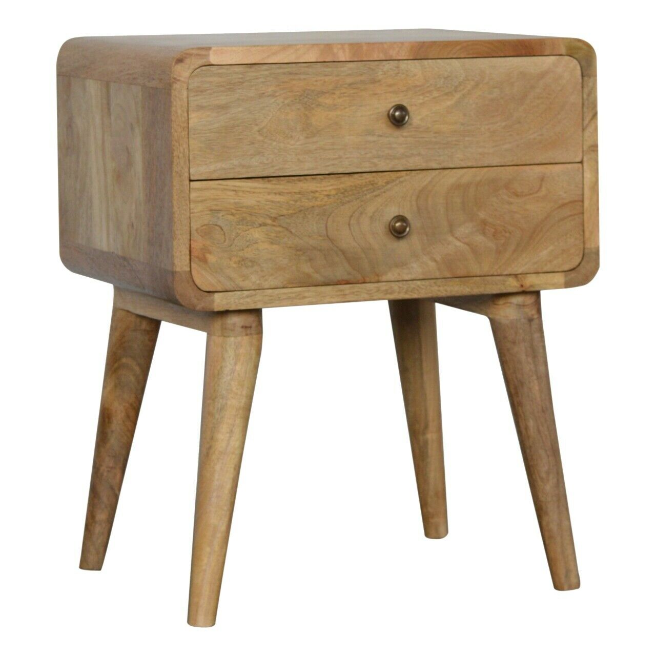 Solid Wood Scandinavian Style 2 Drawer Bedside