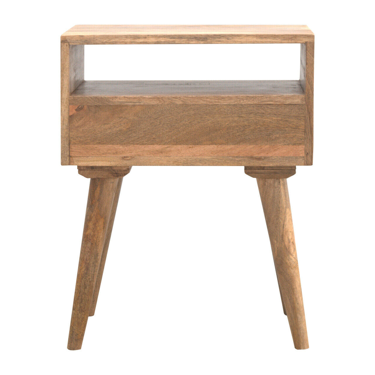 Solid Wood Nordic Style Bedside with Drawer & Shelf