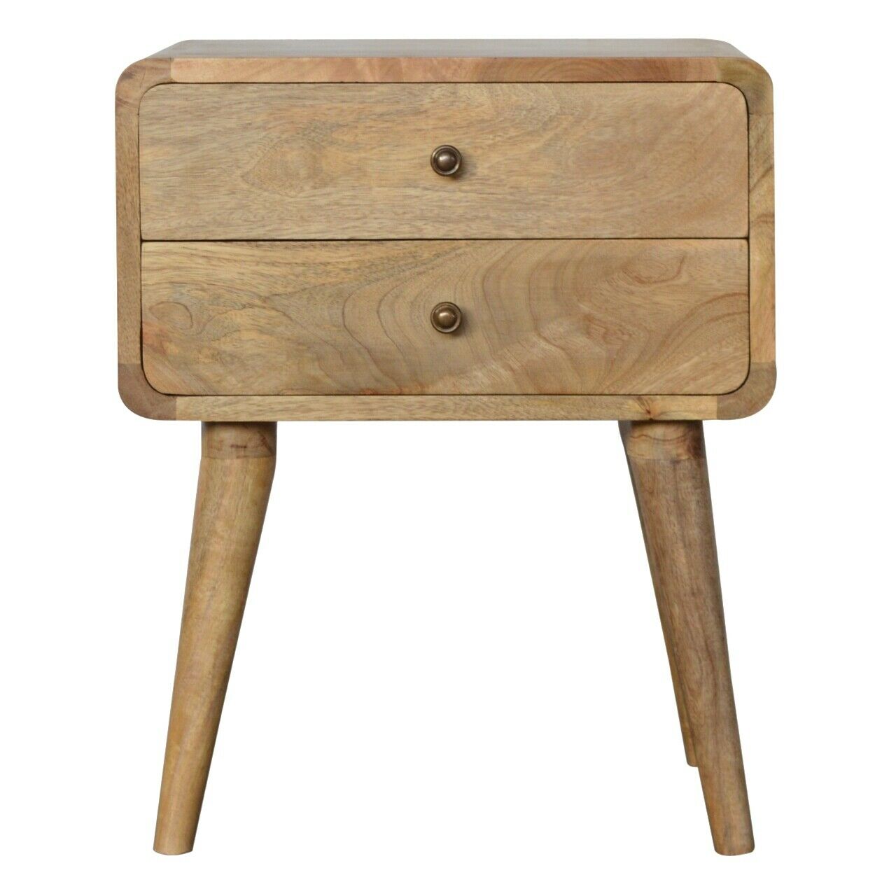 Solid Wood Scandinavian Style 2 Drawer Bedside