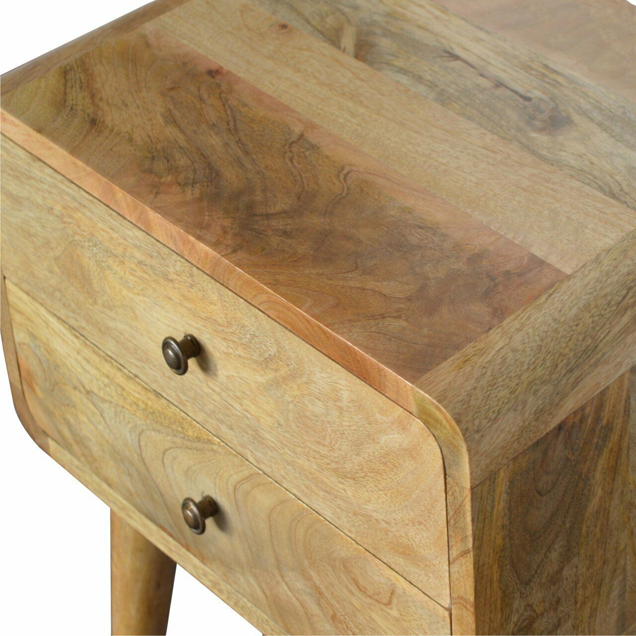 Solid Wood Scandinavian Style 2 Drawer Bedside