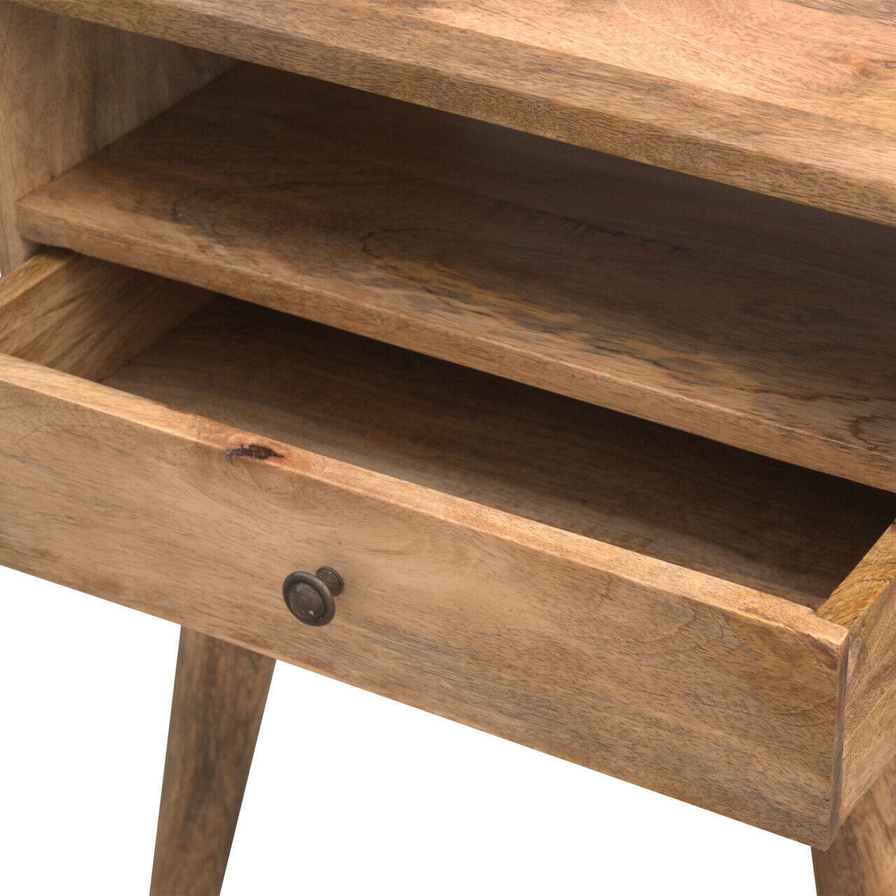 Solid Wood Nordic Style Bedside with Drawer & Shelf