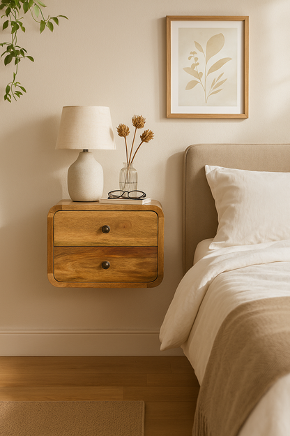 Mini Curved Oak-ish Floating Bedside