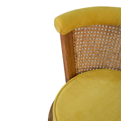 in1847 mustard cotton velvet nordic rattan chair