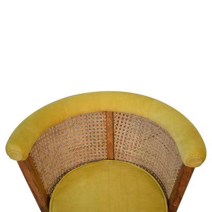 in1847 mustard cotton velvet nordic rattan chair