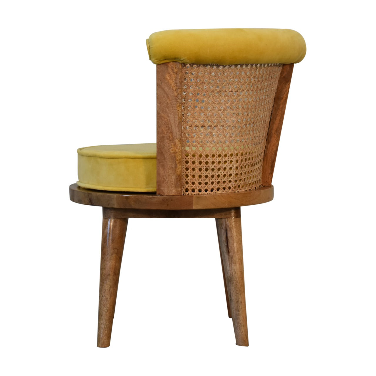 in1847 mustard cotton velvet nordic rattan chair