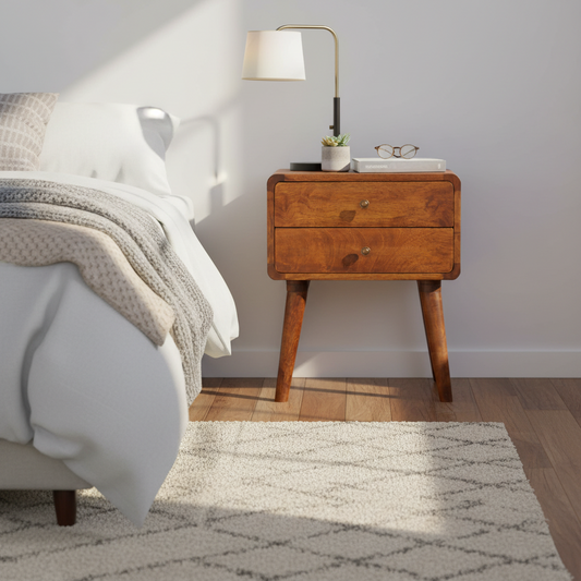 2 Drawer Chestnut Bedside Table