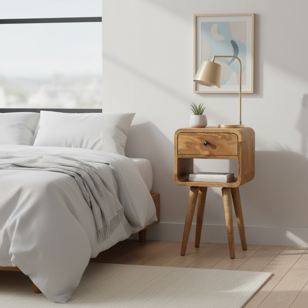Mini Oak-ish Curved Bedside