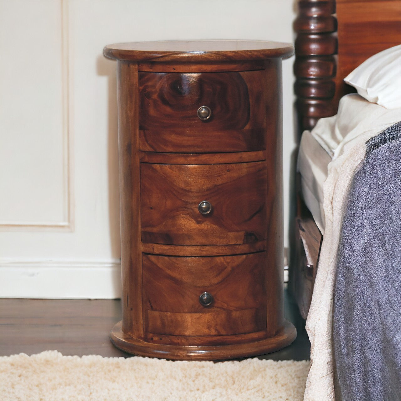 3 Drawer Chestnut Sheesham Drum