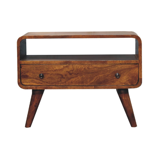 Mini Chestnut Curved TV Stand