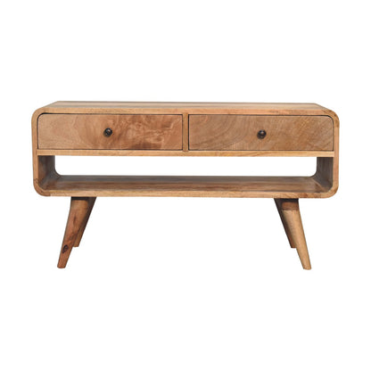 Reverse Curve Oak-ish TV Stand