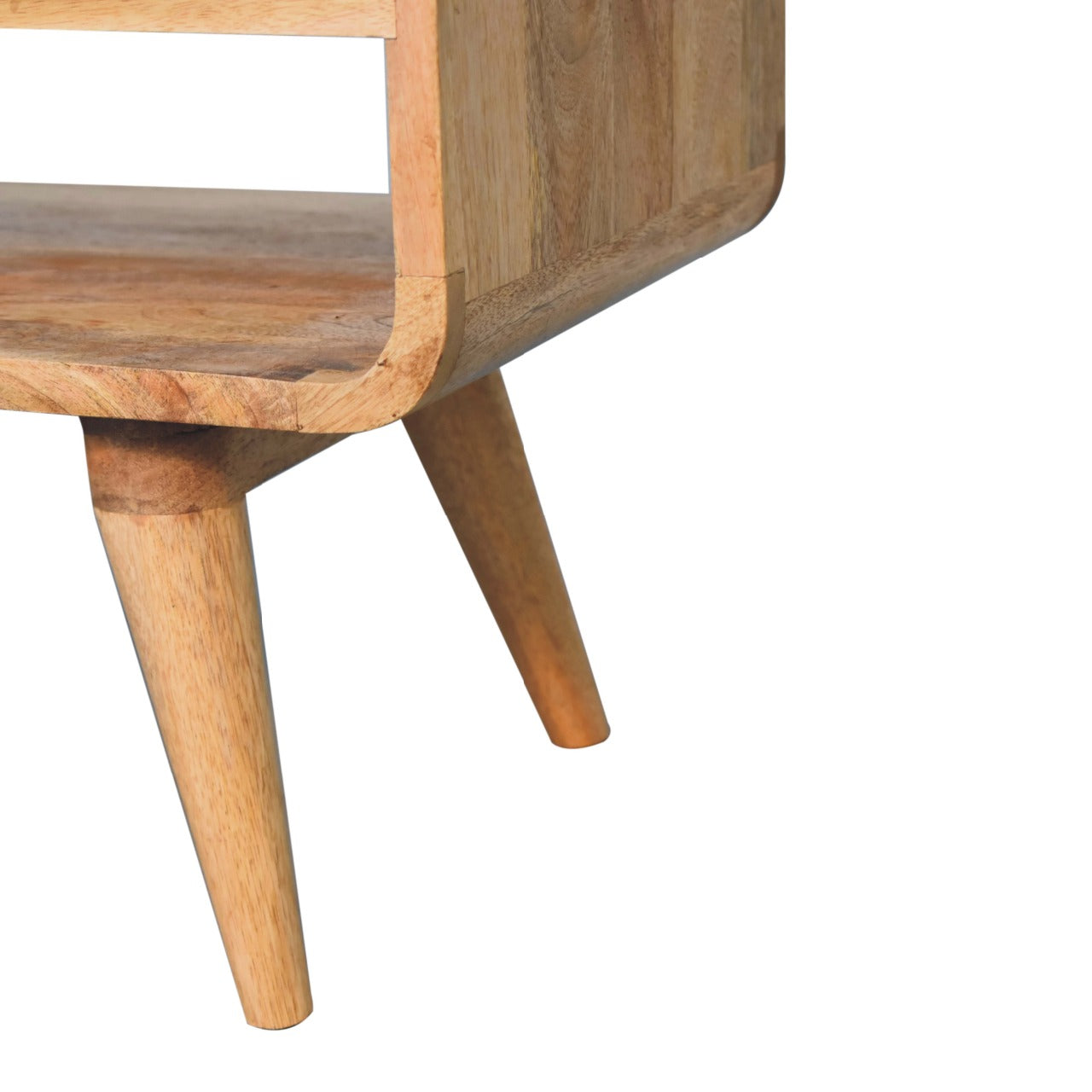 Reverse Curve Oak-ish TV Stand