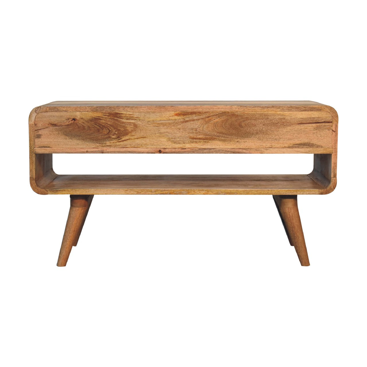Reverse Curve Oak-ish TV Stand