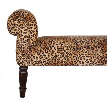 Leopard Print Velvet Bench